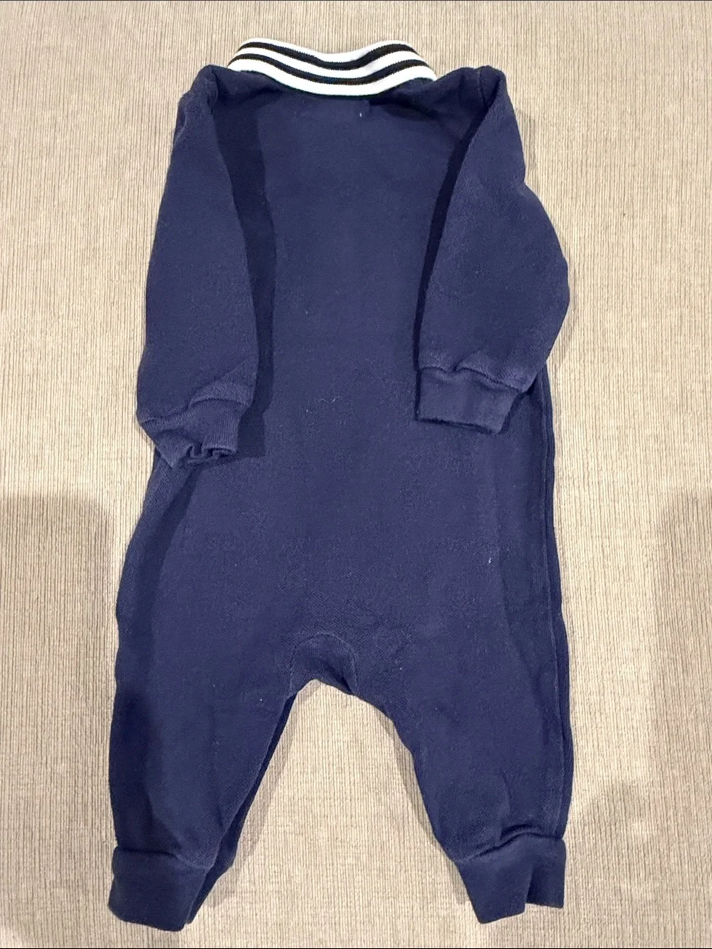 Ralph Lauren Navy and White Polo-Style Baby Footie